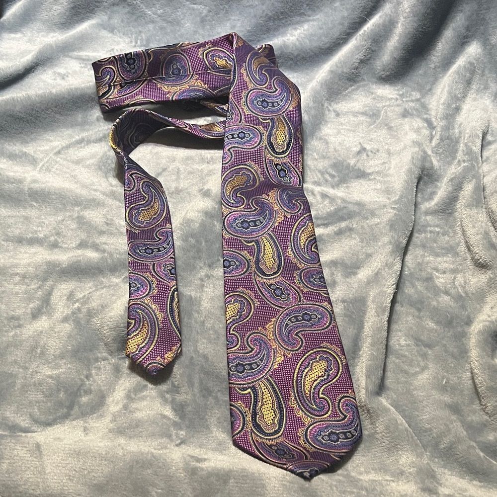 Piattelli Purple and Yellow Paisley Tie